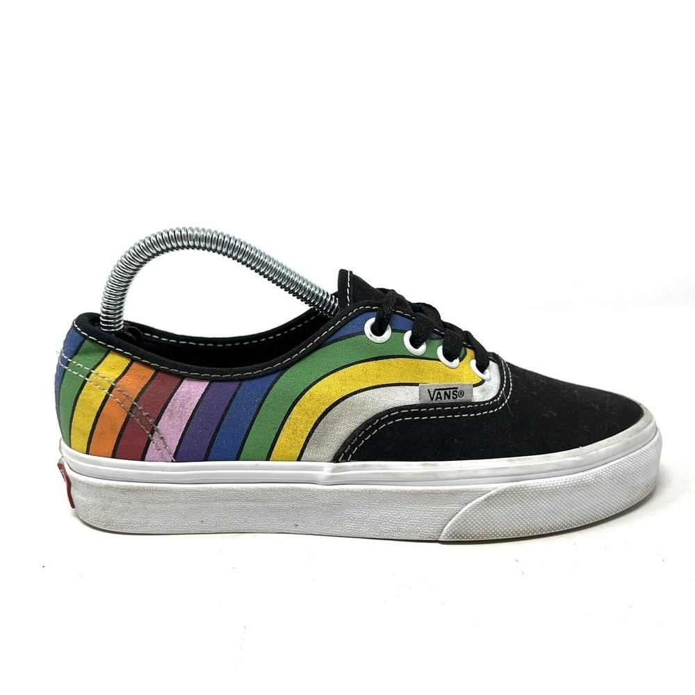Vans Authentic Refract Rainbow Men Size 4 Women 5.5 Black Canvas Sneakers Shoes